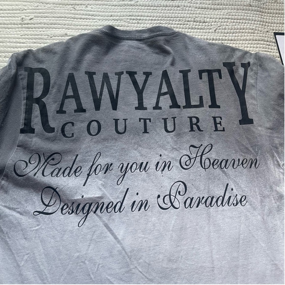 Rawyalty Couture Label Splatter Jeweled Solid T-Shirt Black Medium - Picture 8 of 10